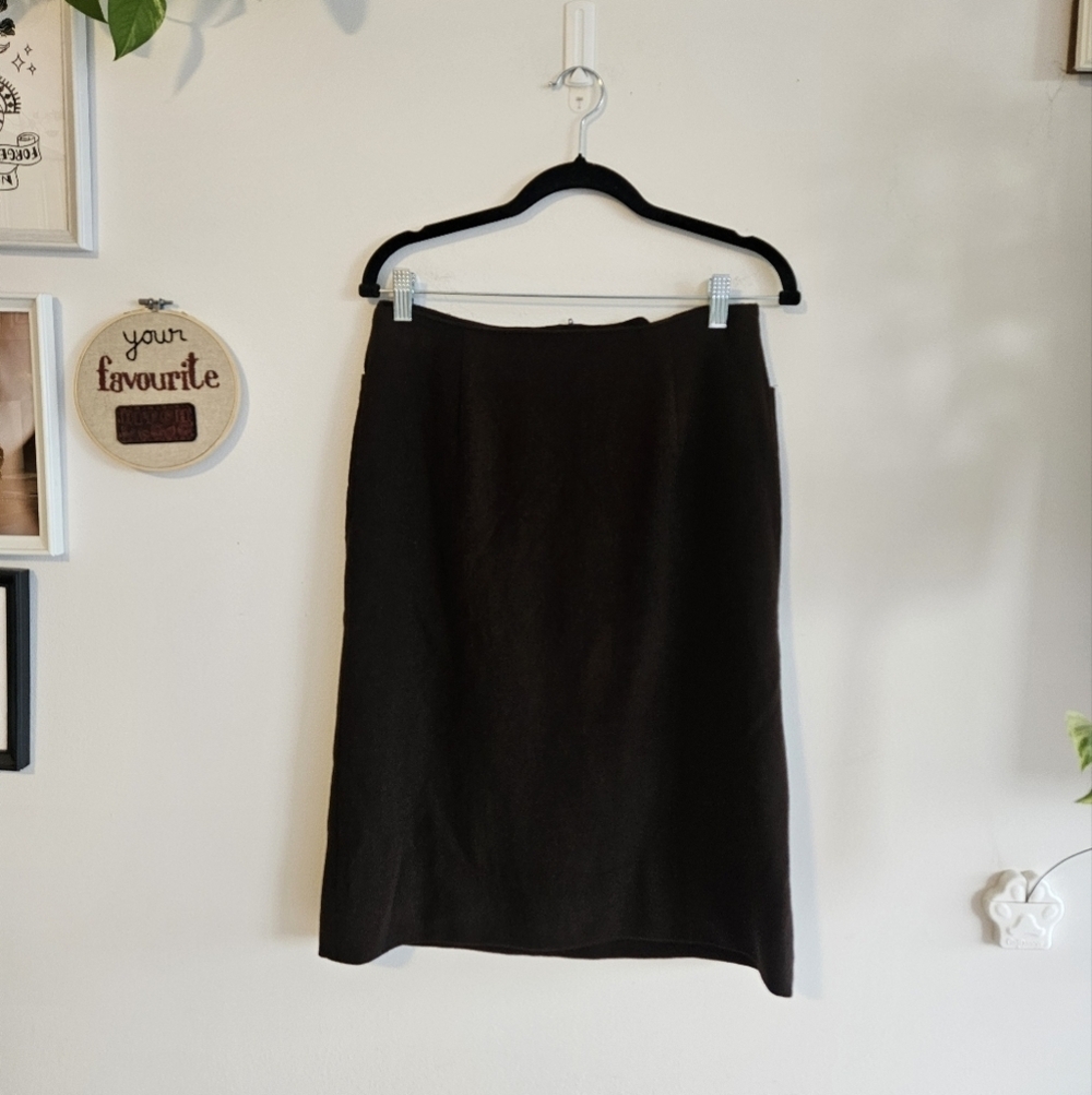 Vintage Chocolate Brown Wool Pencil Skirt by Jones New York - Picture 5 of 9